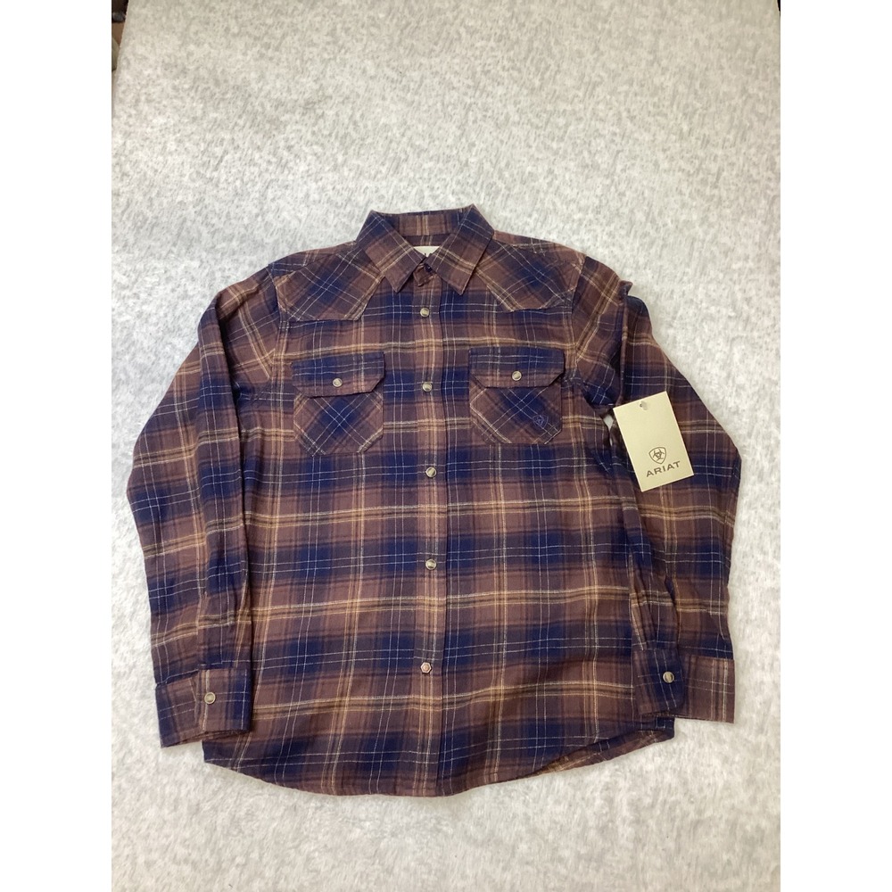 Ariat Boys Harleigh Retro Snap LS Shirt Deep Mahogany Plaid 10062467 M 10-12